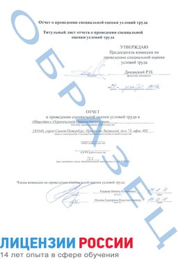 Образец отчета Минусинск Проведение специальной оценки условий труда